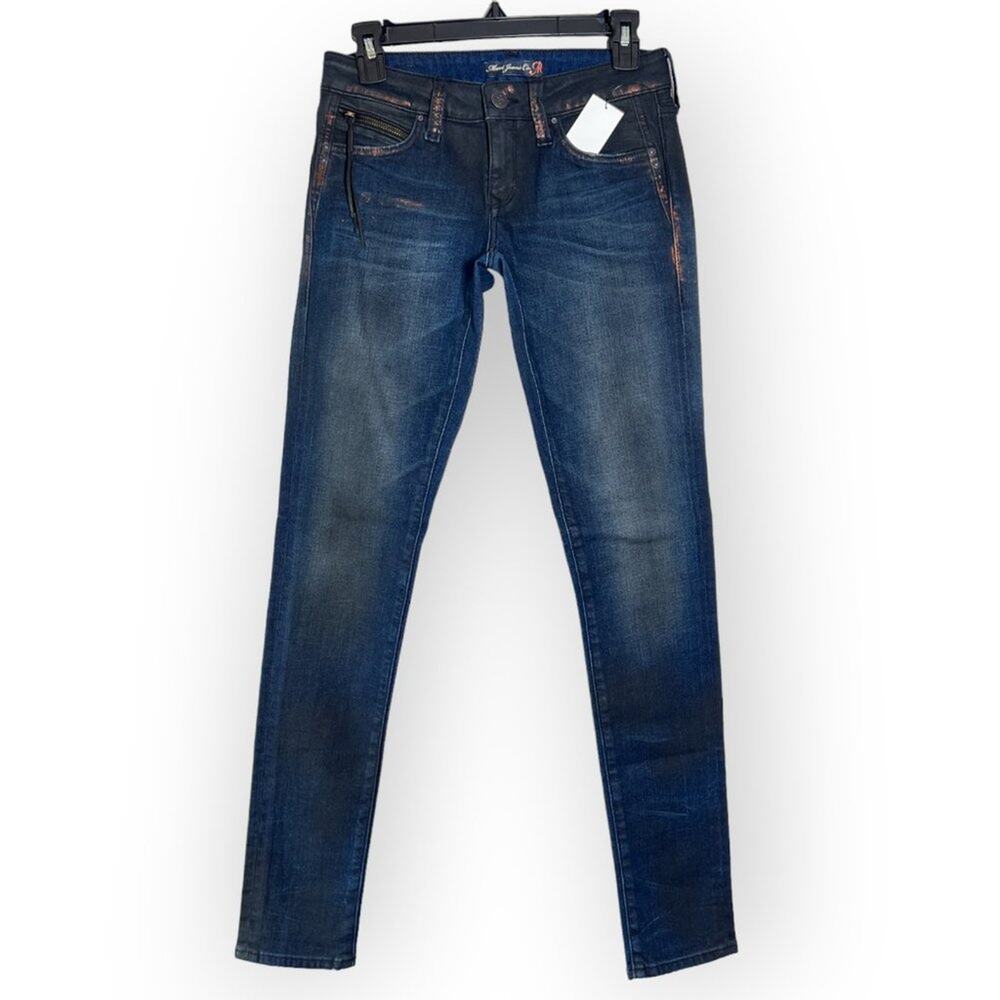 NWT MAVI SCARLETT Low Rise Skinny Jeans SIZE 27 x 33 Dark Wash Distressed NEW